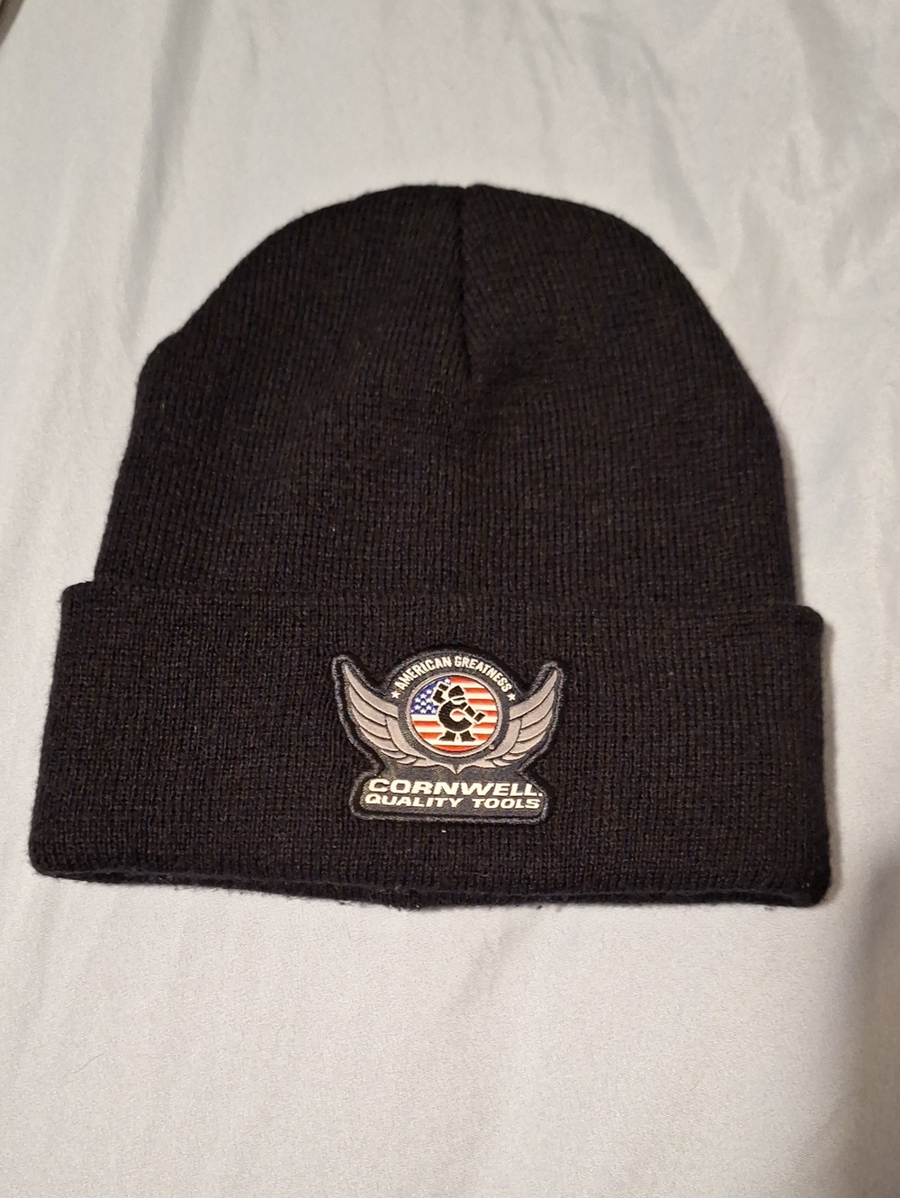 Cornwell Quality Tools Black Cuffed Winter Beanie Hat - American Greatness Patch